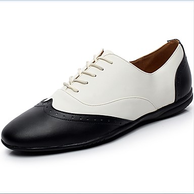 49 99 Men S Dance Shoes Cowhide Swing Shoes Flat Flat Heel Black White Practice