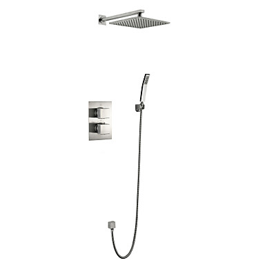 Shower Faucet Contemporary Nickel Brushed Wall Installation
