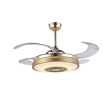 414 11 Qingming Ceiling Fan Ambient Light Electroplated Metal Led Bluetooth Control 110 120v 220 240v Multi Color