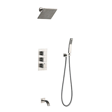 Shower Faucet Contemporary Nickel Brushed Wall Installation