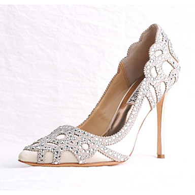 Women's Wedding Shoes Stiletto Heel Pointed Toe Rhinestone Silk Spring ...