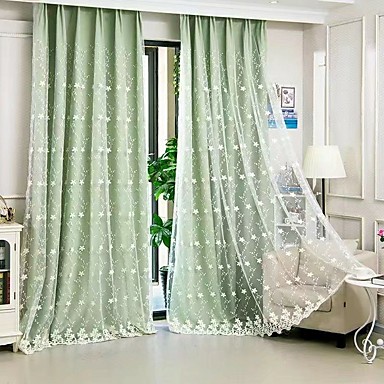 Modern Blackout Curtains Drapes Two Panels Curtain Sheer