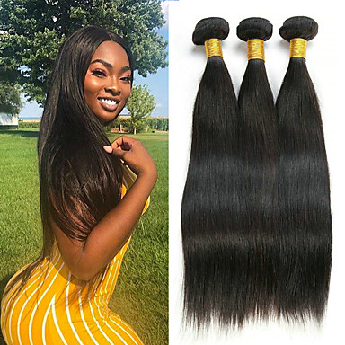 3 Bundles Brazilian Hair Straight Virgin Human Hair Headpiece