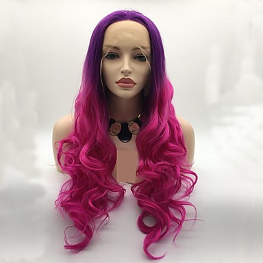 Synthetic Lace Front Wig Curly Water Wave Layered Haircut Lace