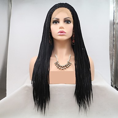 69 99 Synthetic Lace Front Wig Dreadlocks Faux Locs Plaited Layered Haircut Braid Lace Front Wig Long Natural Black Synthetic Hair 24 Inch