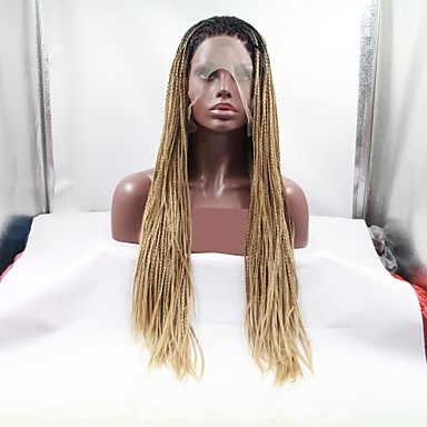 Synthetic Lace Front Wig Dreadlocks Faux Locs Plaited Layered