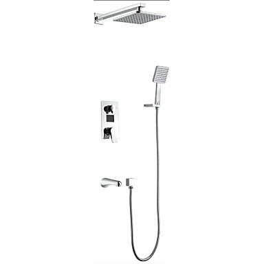 Shower Faucet Contemporary Chrome Wall Installation Ceramic