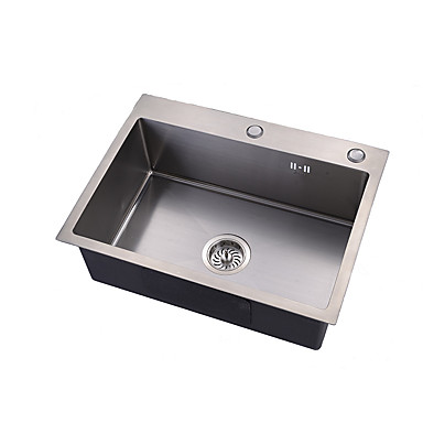 228 65 Kitchen Sink 304 Stainless Steel Brushed Rectangular Drop In Single Bowl