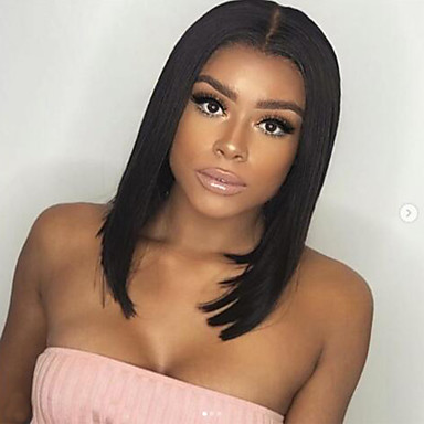 Human Hair Lace Front Wig Bob Short Bob Middle Part Style
