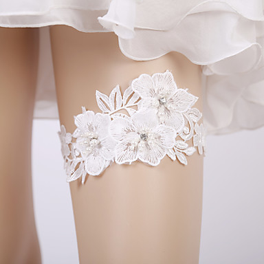 Lace Bridal Wedding Garter With Pearls Floral Garters Wedding