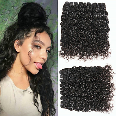 6 Bundles Brazilian Hair Water Wave Remy Human Hair Headpiece