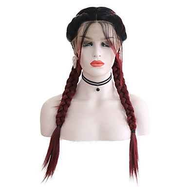 Synthetic Lace Front Wig Matte Middle Part Lace Front Wig Burgundy