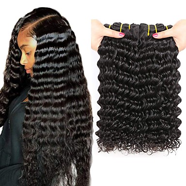4 Bundles Brazilian Hair Deep Wave Remy Human Hair Natural Color