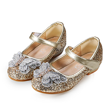 gold glitter flower girl shoes