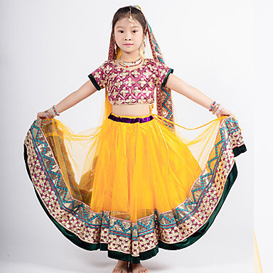 384px x 384px - [$159.99] Indian Girl Bollywood Kid's Girls' Asian Sequins Churidar Salwar  Suit Saree For Performance Tulle Sequin Embroidery Long Length Top Skirt ...
