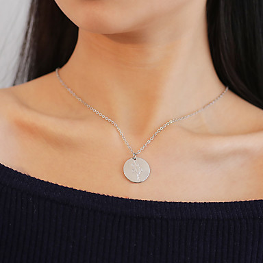 Women S Pendant Necklace Engraved Simple Korean Modern Chrome Gold Silver 52 Cm Necklace Jewelry 1pc For Gift Graduation Date Street Festival 21 2 19