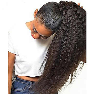 Kinky Straight Ponytail For Women Natural Coarse Yaki Remy Hair 1