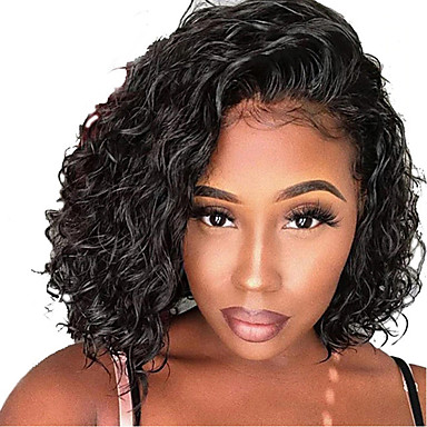 Curly Human Hair Wig Malaysian Short Bob Lace Front Human Hair