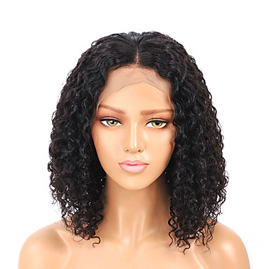 Human Hair Wig Short Deep Wave Bob Middle Part Party Women