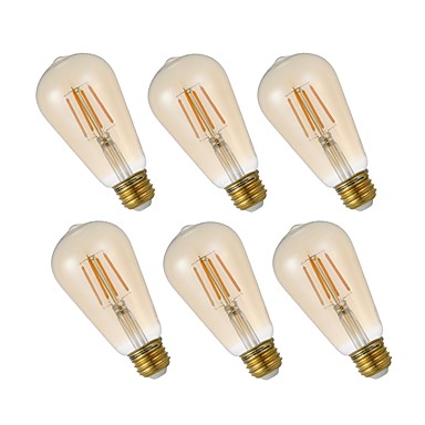 33 75 6pcs Dimmable Led Edison Bulb St19 4 5w Antique Filament Light Bulb Amber Glass 120v 2200k Warm White For Home Ceiling Fan Cafe Decorative