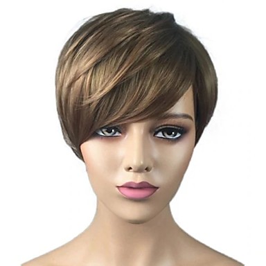 Synthetic Wig Bangs Natural Straight Side Part Wig Blonde Short