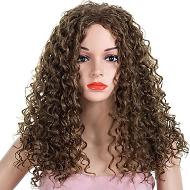 Synthetic Wig Afro Curly Spiral Curl Middle Part Wig Long Black