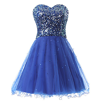 A-Line Sparkle Homecoming Cocktail Party Dress Sweetheart Neckline ...