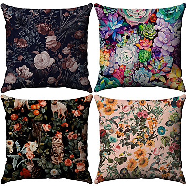 23 04 4 Pcs Cotton Linen Pillow Cover Fl Leaf Rustic Throw 23 04 4 Pcs Cotton Linen Pillow Cover Fl Leaf Rustic Throw