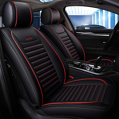 Microfiber Leather Seat Cushion Cover 5 Seats Full Surrounded Black & Orange