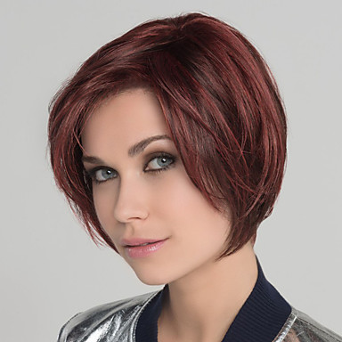 12 99 Synthetic Wig Bangs Straight Natural Straight Style Bob Side Part Wig Burgundy Short Dark Wine Synthetic Hair 12 Inch Women S Synthetic