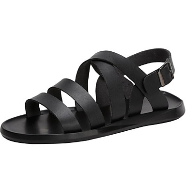Men's Comfort Shoes Microfiber Summer Sandals Black / White / Outdoor ...