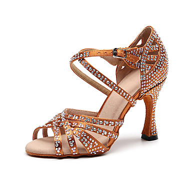 Crystal Women Suede Latin Salsa Ballroom Dance Shoes 6-10CM High Heels All Size