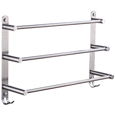 Stainless Steel , 50 cm x 12 cm Ambrosya® Exclusive Shelf Made of Stainless Steel and Glass Bathroom Bath Glass Shelf Holder Bracket Towel Rack Wall Brushed 
