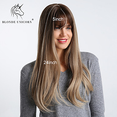 Synthetic Wig Kinky Straight Natural Straight Bob Side Part Neat