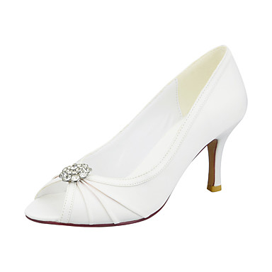 Women's Wedding Shoes Sequins Stiletto Heel Peep Toe Satin Flower ...