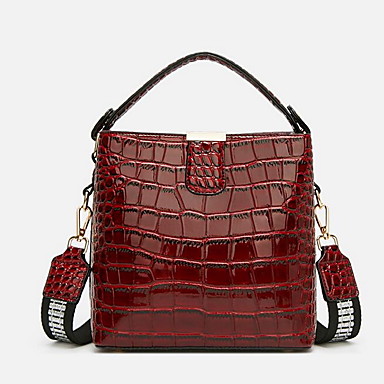 baratos Bolsas-Mulheres PU Bolsas de Alça Côr Sólida Preto / Marron / Vinho