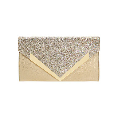 Women's Glitter Polyester Evening Bag Color Block Black / Gold / Silver ...