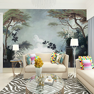 cheap Pinturas-Art Deco / Padrão / Paisagem Decoração para casa Clássico / Modern Revestimento de paredes, Tela de pintura Material adesivo necessário papel de parede / Mural / Pano de parede, Cobertura para