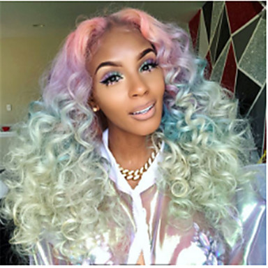 Human Hair Lace Wig Water Wave Style Middle Part Capless Wig Ombre