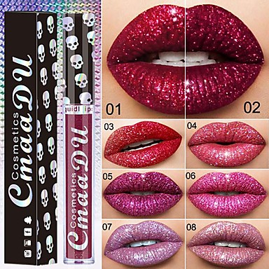 baratos Maquiagem para os lábios-Shimmer sexy diamante glitter batom líquido de longa duração à prova d 'água pérola metálica veludo lipgloss lábio maquiagem