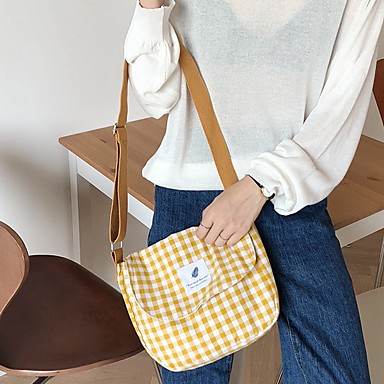 Women's Zipper Cotton Crossbody Bag Black / Blushing Pink / Yellow ...