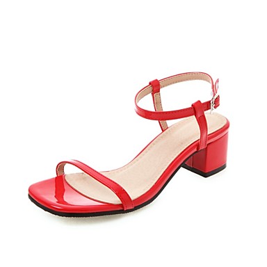 Women's Sandals Sexy Shoes Chunky Heel Open Toe Faux Leather Business ...