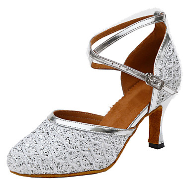 Women's Modern Shoes / Ballroom Shoes PU Heel Sparkling Glitter Flared ...