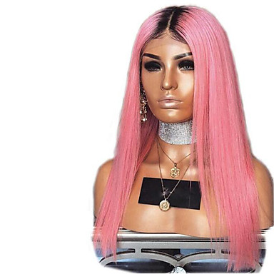 14 99 Synthetic Wig Natural Straight Layered Haircut Wig Pink Medium Length Pink Purple Synthetic Hair 56 62 Inch Women S New Arrival Pink