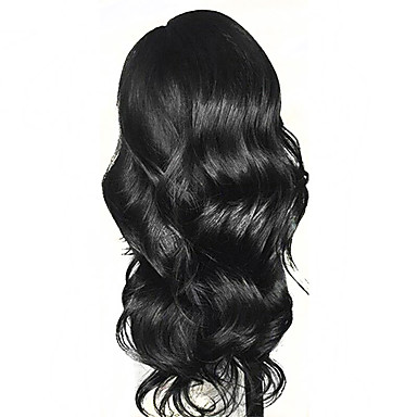 Human Hair Wig Medium Length Body Wave Middle Part Side Part Party