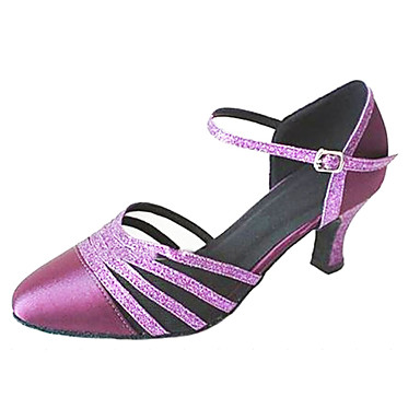 Women's Modern Shoes / Ballroom Shoes Satin Ankle Strap Heel Sparkling ...