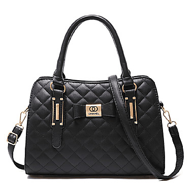 Women's PU(Polyurethane) / PU Top Handle Bag Solid Color Black / Wine ...