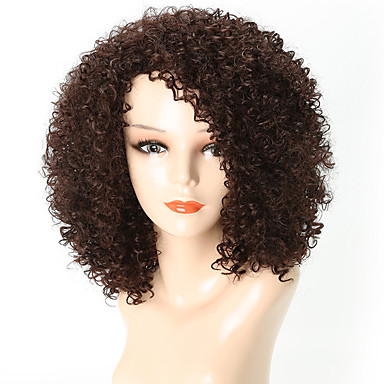 Synthetic Wig Afro Curly With Bangs Wig Short Dark Auburn