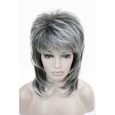 14 99 Synthetic Wig Natural Straight Layered Haircut Wig Medium Length Black White Synthetic Hair 36 40 Inch Women S New Arrival White