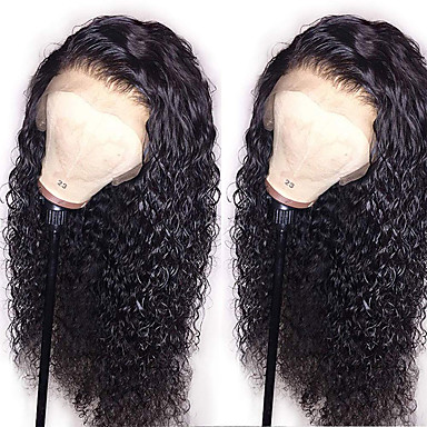 Human Hair Wig Medium Length Curly Middle Part Side Part Party